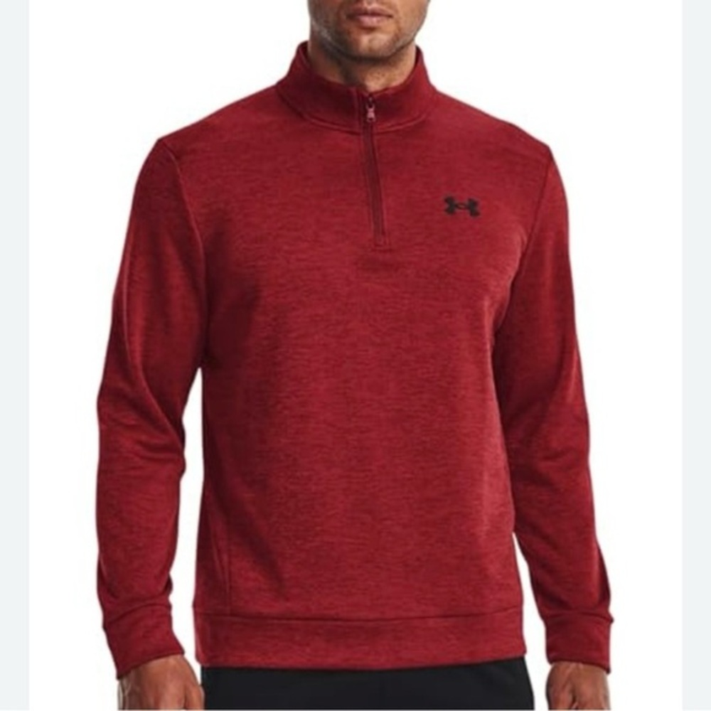 Under Armour Sweater Pullover Mens Size XL 1/4 Zip Storm Red Maroon Burgundy‎